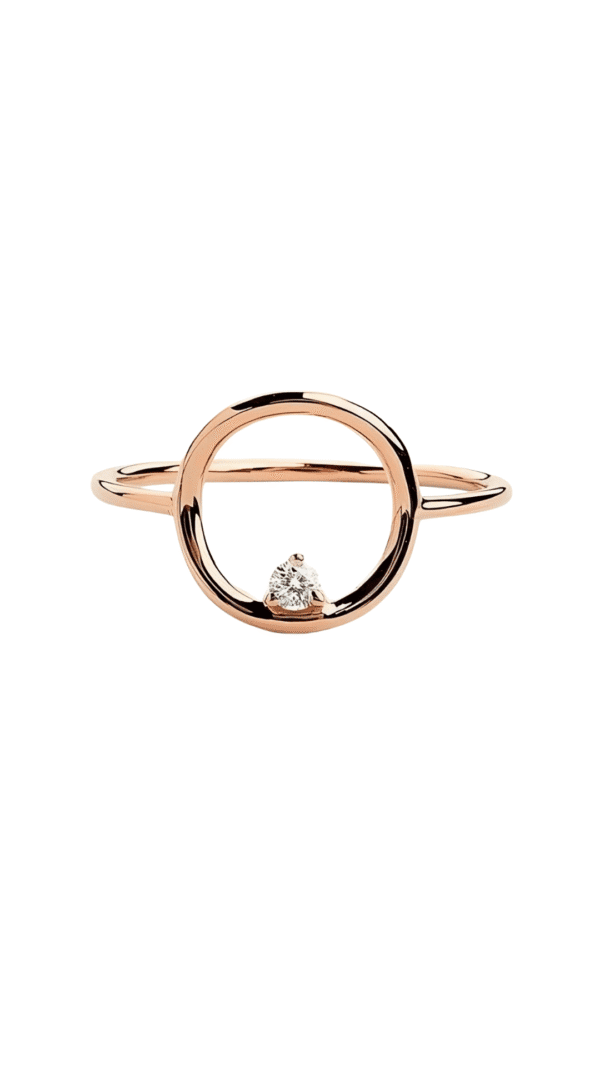Rose Gold Open Circle Moissanite Promise Ring