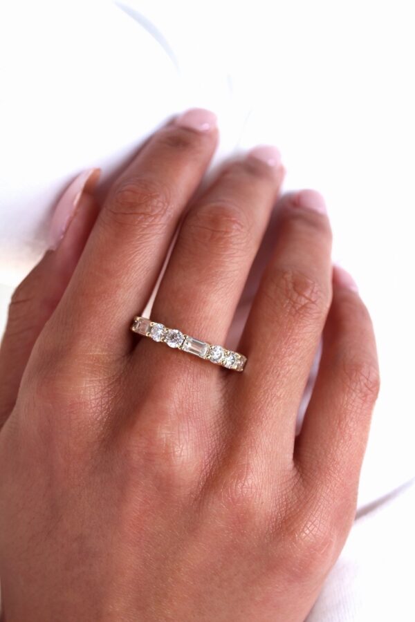 Round And Baguette Moissanite Eternity Ring - Image 3