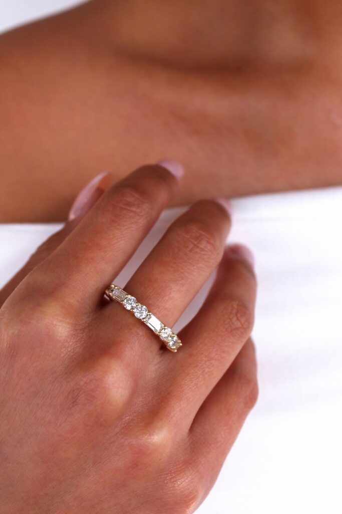 Baguette & Double Moissanite Eternity Band