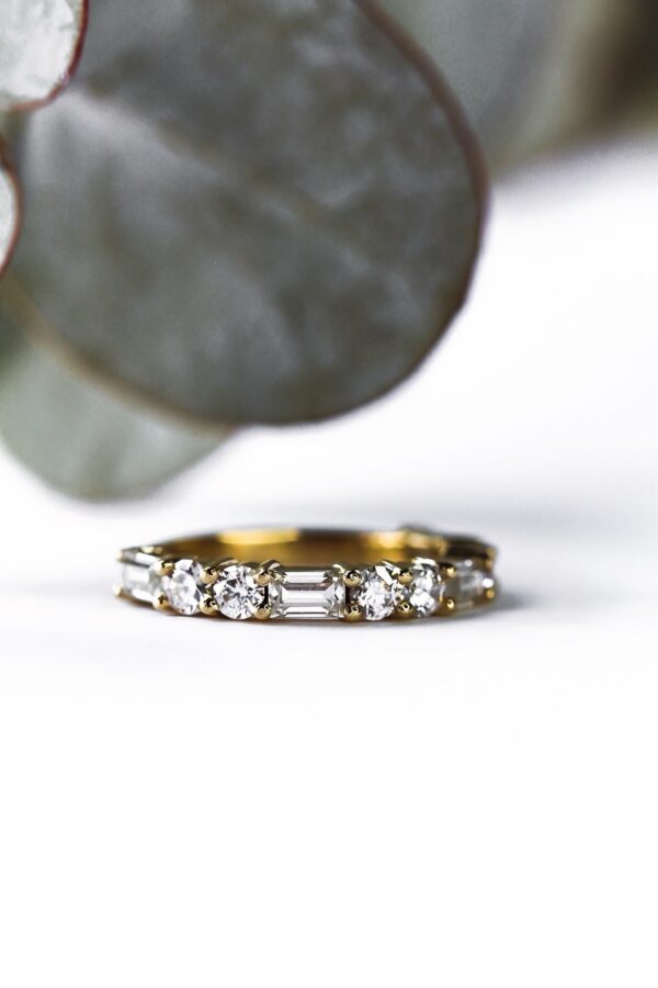 Round And Baguette Moissanite Eternity Ring - Image 6