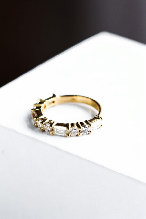 Round And Baguette Moissanite Eternity Ring - Image 5