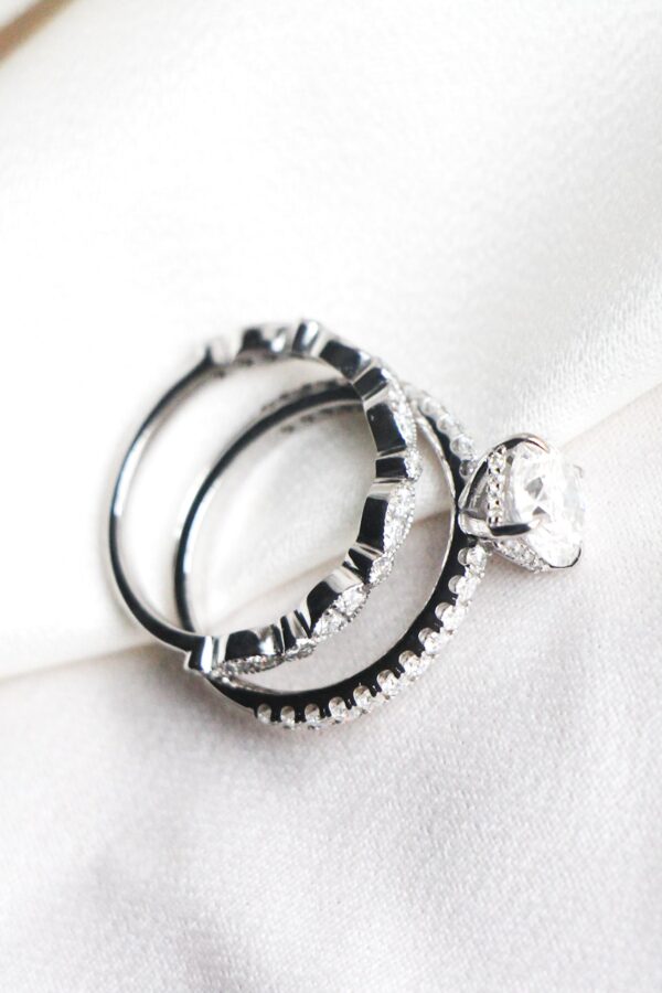 Round Cut Wedding Ring Set White Gold
