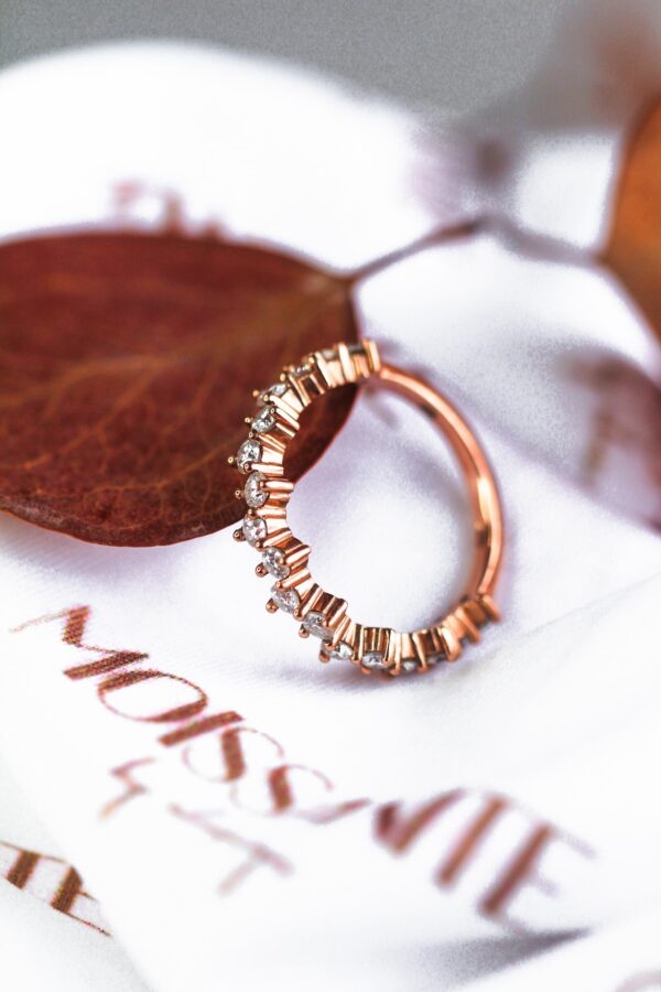 Rose Gold Moissanite Staggered Cluster Eternity Band - Image 9