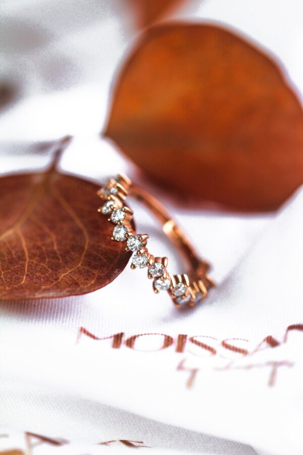 Rose Gold Moissanite Staggered Cluster Eternity Band - Image 8