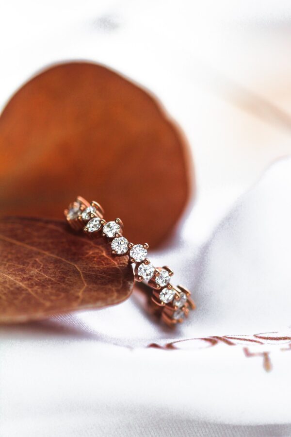 Rose Gold Moissanite Staggered Cluster Eternity Band - Image 7