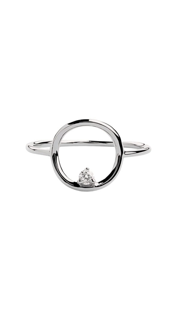 White Gold Open Circle Moissanite Promise Ring