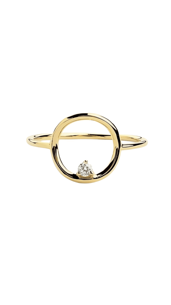 Yellow Gold Open Circle Moissanite Promise Ring