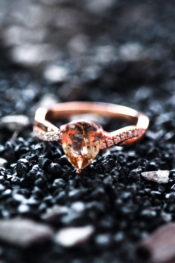 Moissanite By Design Pear Morganite Twist Band Ring
