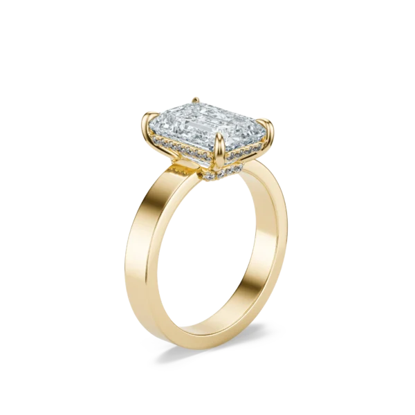 Wide Band Emerald Moissanite Engagement Ring - 8ct - Image 3
