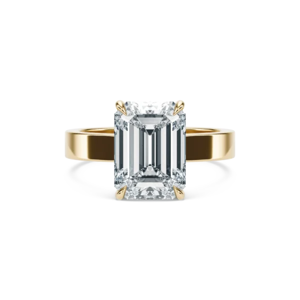 Wide Band Emerald Moissanite Engagement Ring - 8ct - Image 2
