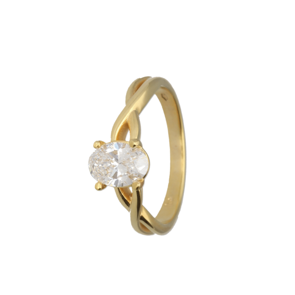 1.03ct Oval Lab Grown Diamond Engagement Ring With Twisted Band