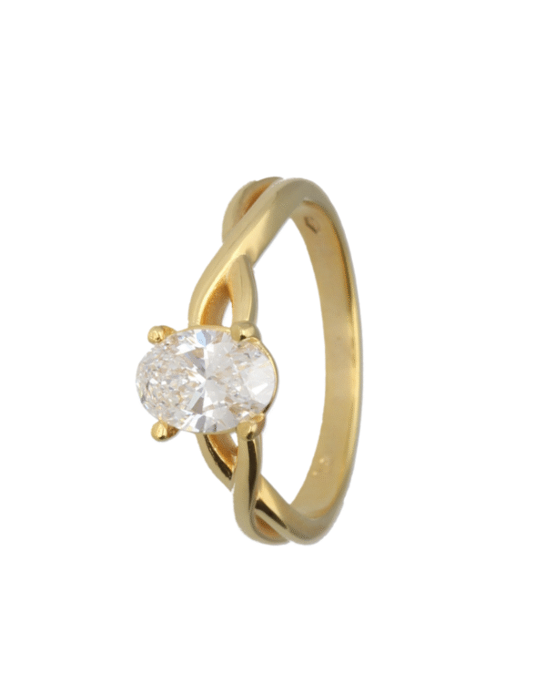 1.03ct Oval Lab Grown Diamond Engagement Ring Twisted Band Moissanite By Design