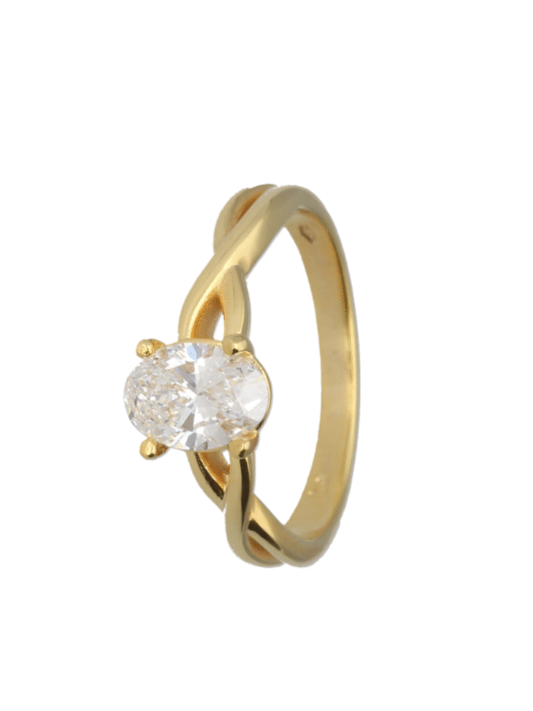 1.03ct Oval Lab Grown Diamond Engagement Ring Twisted Band Moissanite By Design