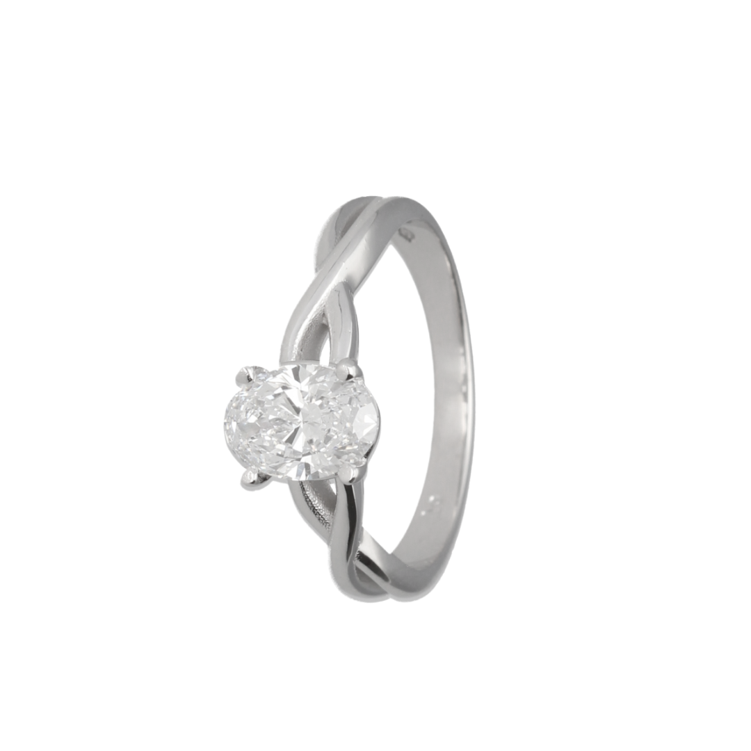 1.03ct Oval Lab Grown Diamond Engagement Ring Twisted Band
