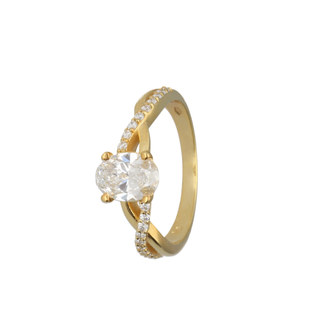 1.18ct Oval Lab Grown Diamond Engagement Ring With Twisted Band