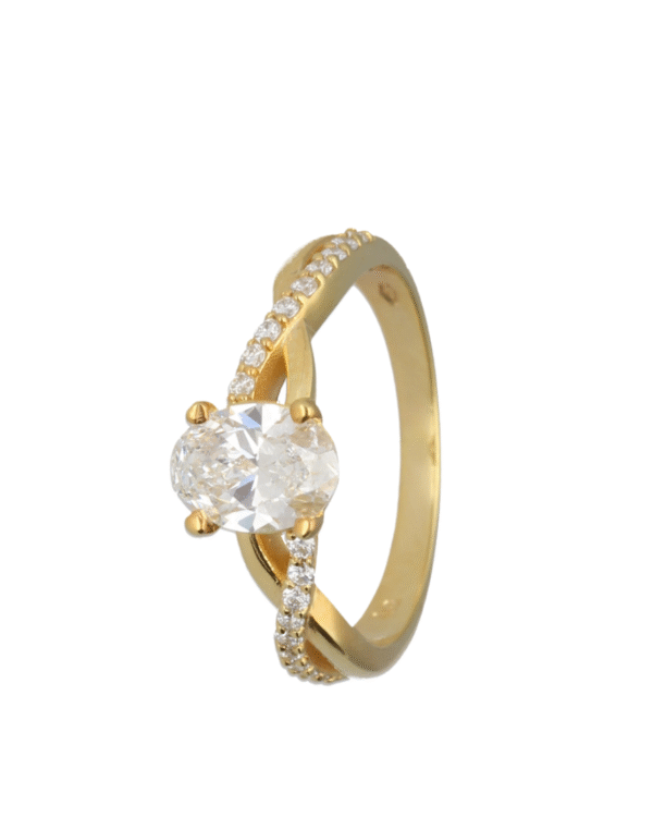 1.18ct Oval Lab Grown Diamond Engagement Ring Twisted Pave Band Moissanite By Design