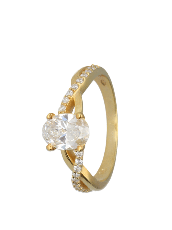 1.18ct Oval Lab Grown Diamond Engagement Ring Twisted Pave Band Moissanite By Design