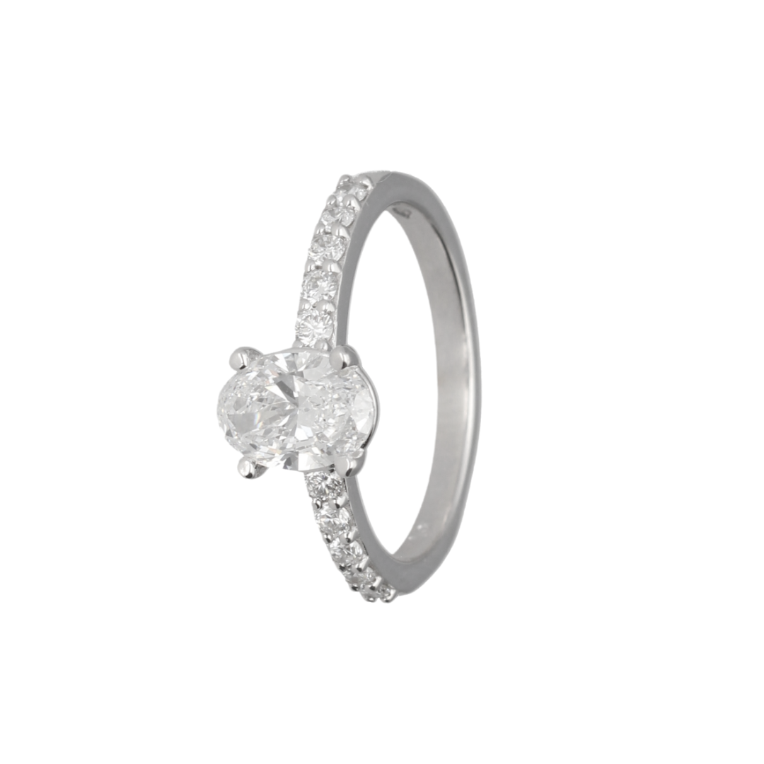 1.32ct Oval Lab Grown Diamond Engagement Ring Pave - Image 2