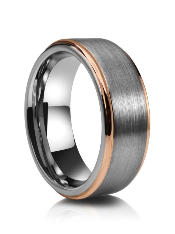 Brushed Rose Gold Edges Tungsten Ring