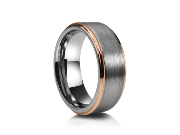 Brushed Rose Gold Edges Tungsten Ring