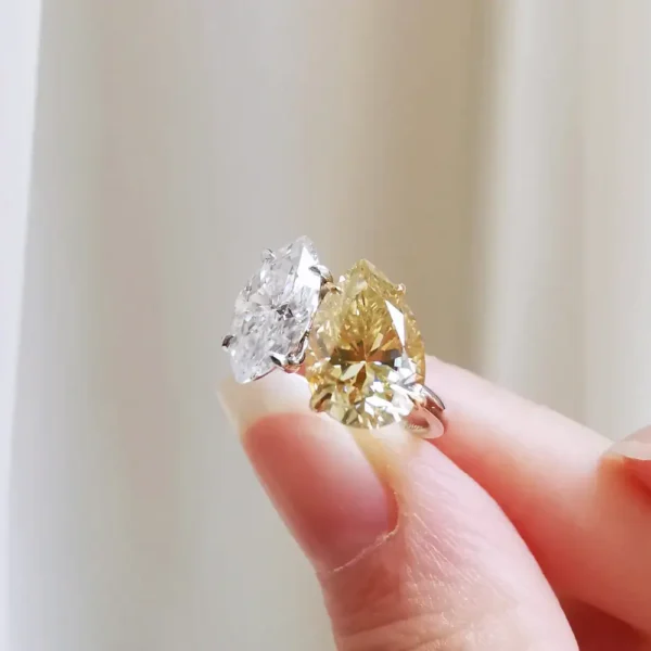 Marquise and Pear Moissanite Toi et Moi Ring South Africa Moissanite By Design