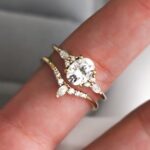 Oval Cluster Moissanite Wedding Ring Set