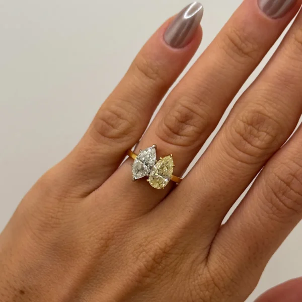 Pear And Marquise Lab Diamond Toi et Moi Ring