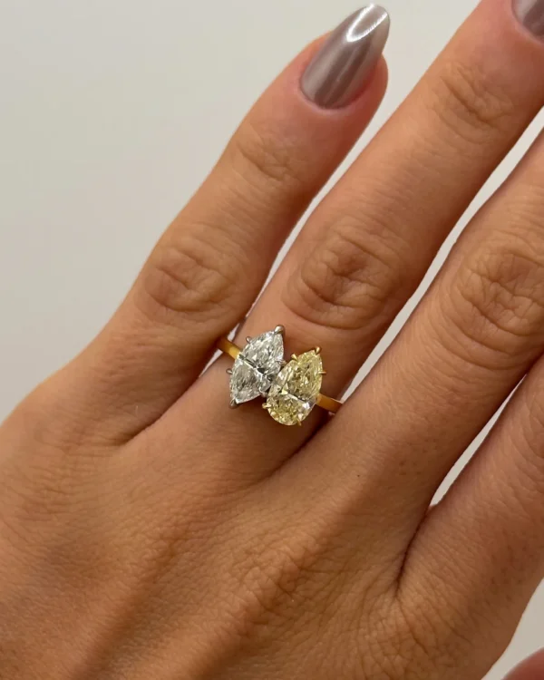 Pear And Marquise Lab Diamond Toi et Moi Ring