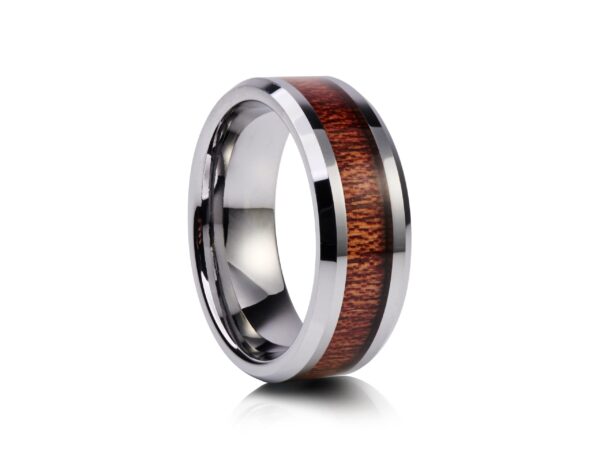 Cherry Wood Inlay Tungsten Ring
