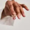 Curved Two Tone Lab Diamond Wedding Ring