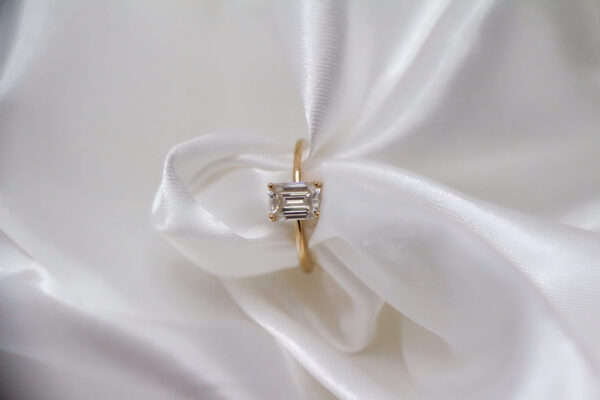 Emerald Moissanite Hidden Halo Ring