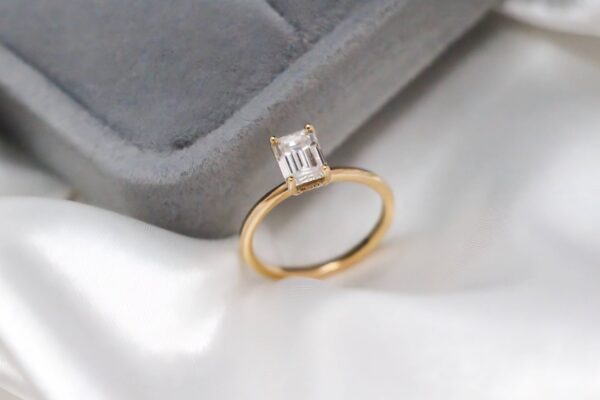 Emerald Moissanite Hidden Halo Ring Moissanite By Design