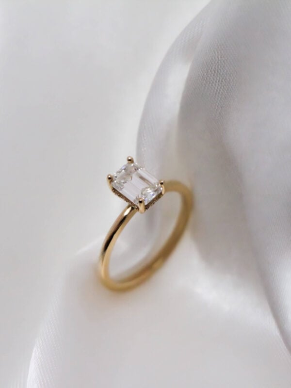 Emerald Moissanite Hidden Halo Ring South Africa