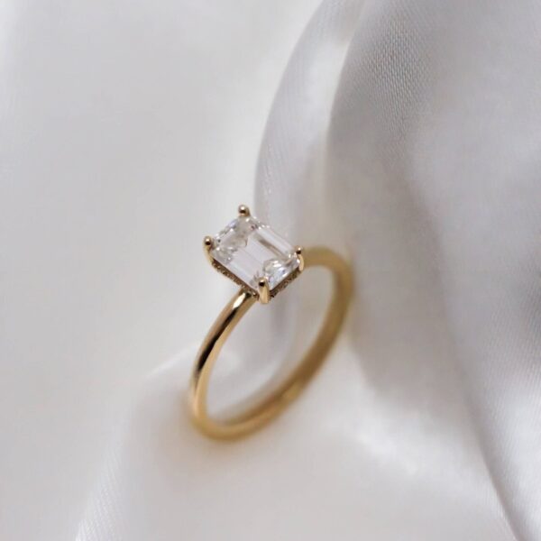 Emerald Moissanite Hidden Halo Ring South Africa