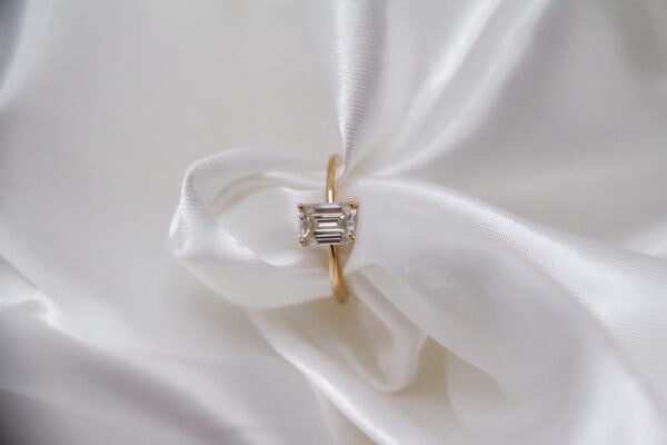 Emerald Moissanite Hidden Halo Ring