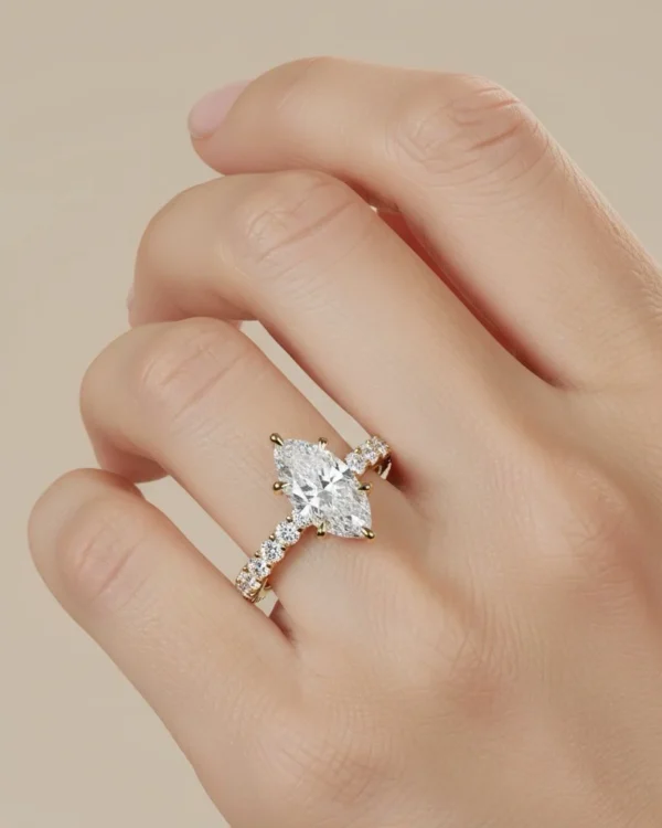 Marquise Cut Pave Lab Diamond Ring