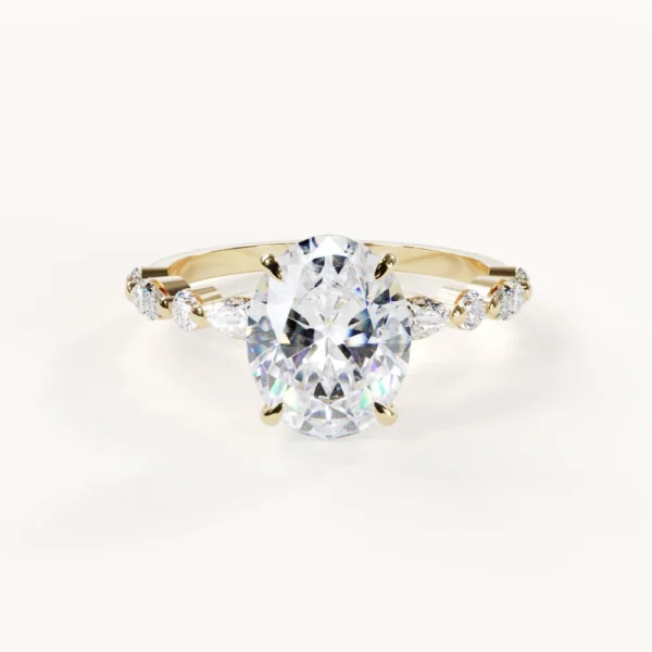 Moissanite By Design Oval Moissanite Ring With Accent Stones