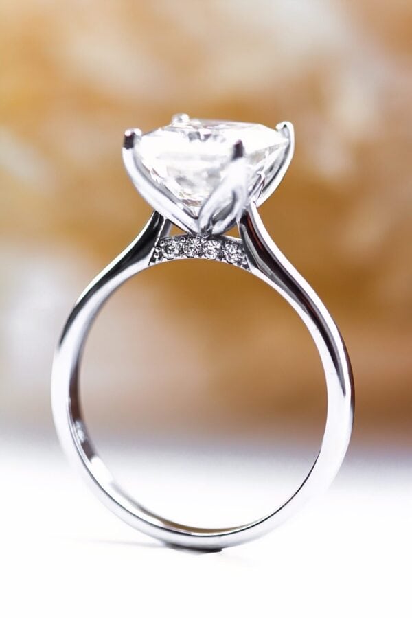Moissanite By Design Radiant Moissanite Ring With Floral Basket