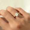 Oval Moissanite Ring With Accent Stones