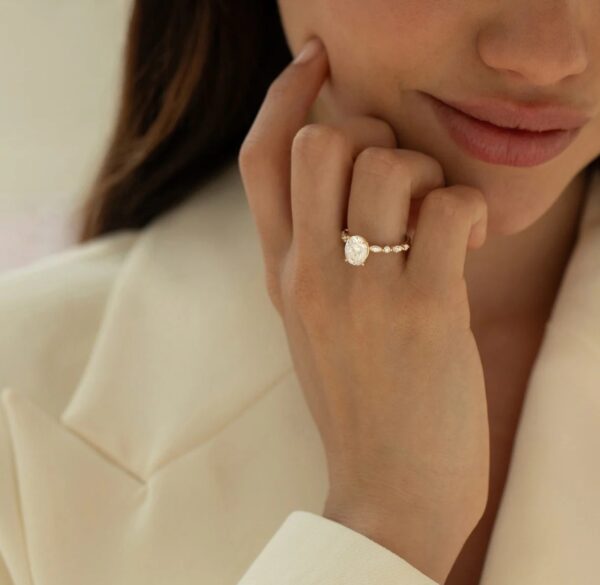 Oval Moissanite Ring With Accent Stones Moissanite By Design