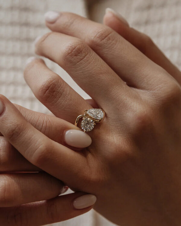 Pear and Round Toi et Moi Ring