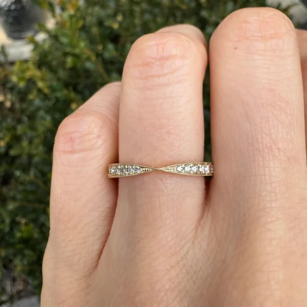 Pinched Lab Diamond Wedding Ring