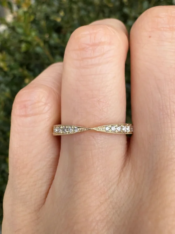 Pinched Lab Diamond Wedding Ring