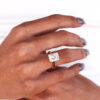 Radiant Moissanite Ring With Floral Basket