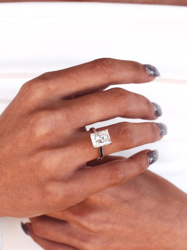 Radiant Moissanite Ring With Floral Basket