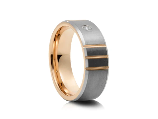 Rose Gold Groove Tungsten Ring