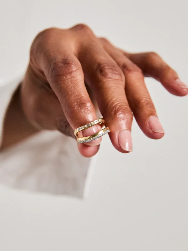 Round and Baguette Lab Diamond Wedding Ring