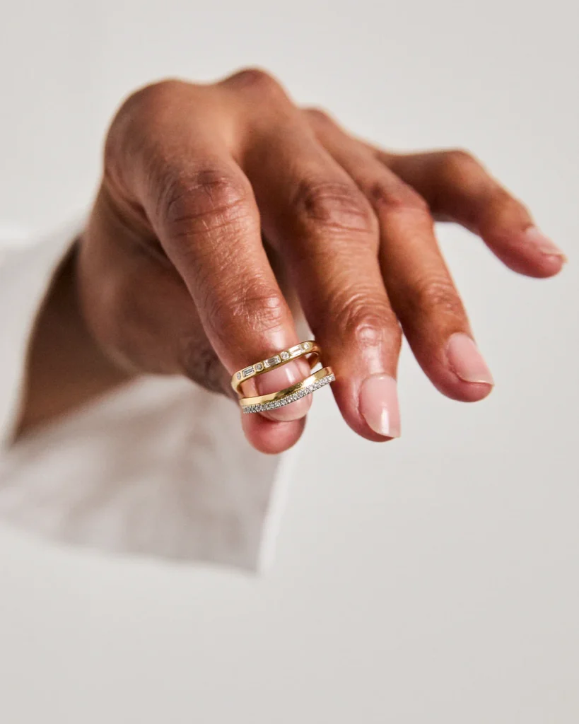 Round and Baguette Lab Diamond Wedding Ring