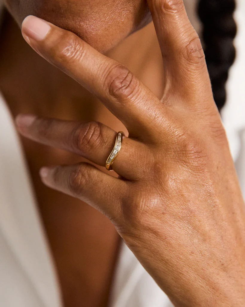 Tapered Baguette Curved Lab Diamond Wedding Ring