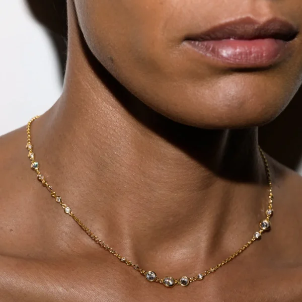 Graduated Bezel Moissanite Necklace